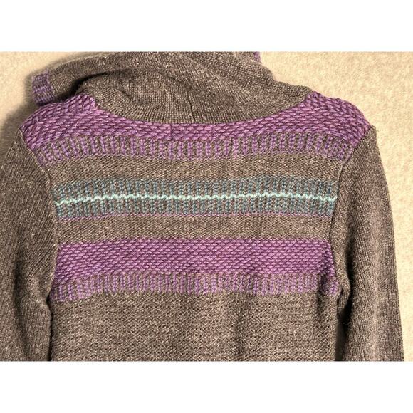 Eddie Bauer Medium Wool Blend Hooded Button Front Sweater Cardigan crop sleeve - Picture 7 of 7